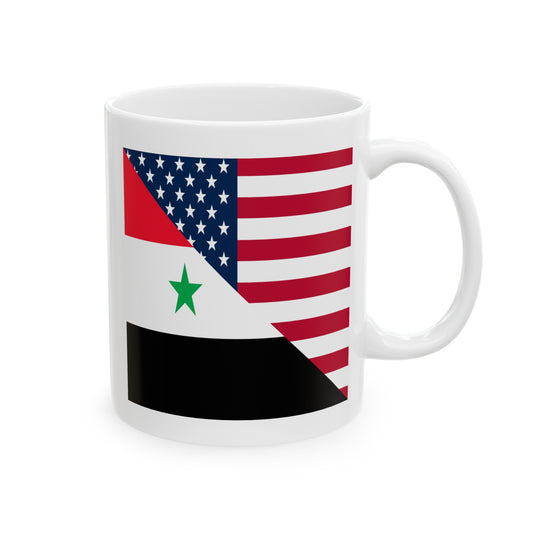 Syrian American Flag Half Syria USA Ceramic Mug 11oz, 15oz Cup