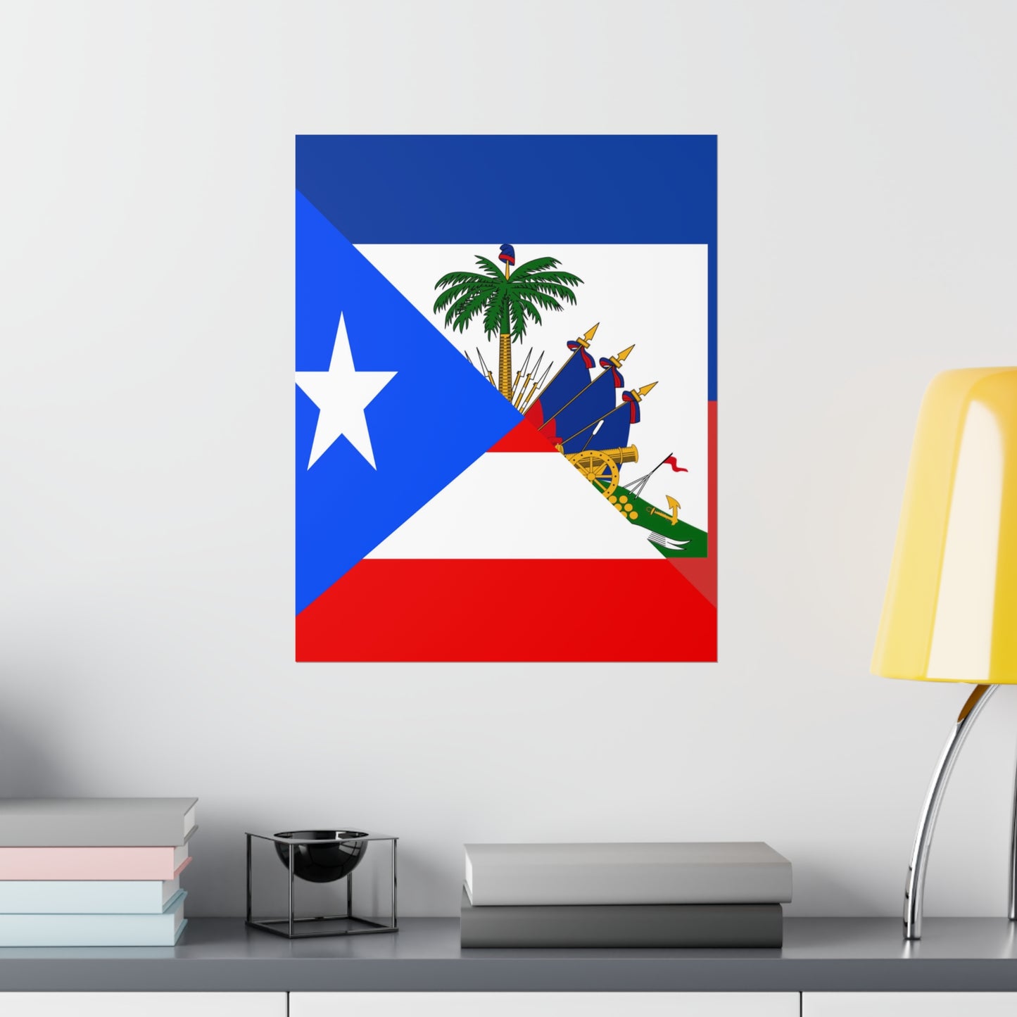 Puerto Rican Haitian Flag Half PR Haiti Premium Matte Poster