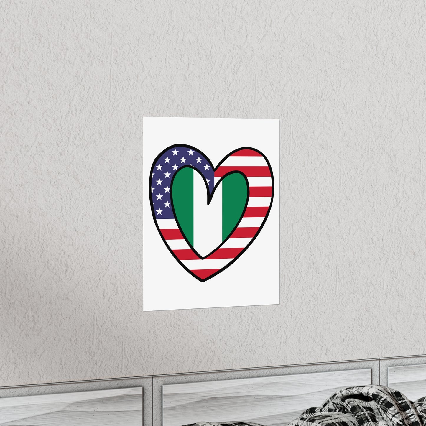 American Nigerian Flag Inner Heart USA Naija Nigeria Premium Matte Poster