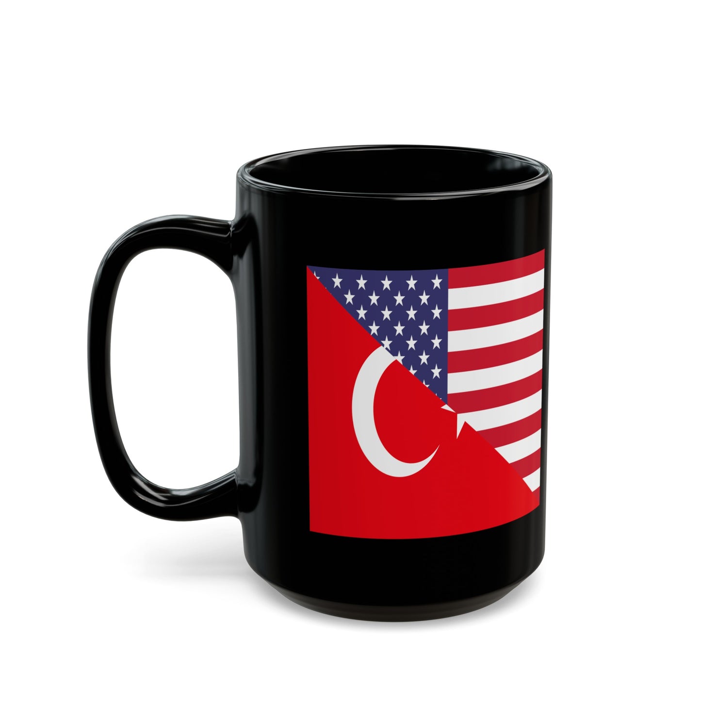 Turkey American Flag Half USA Black Mug (11oz, 15oz)