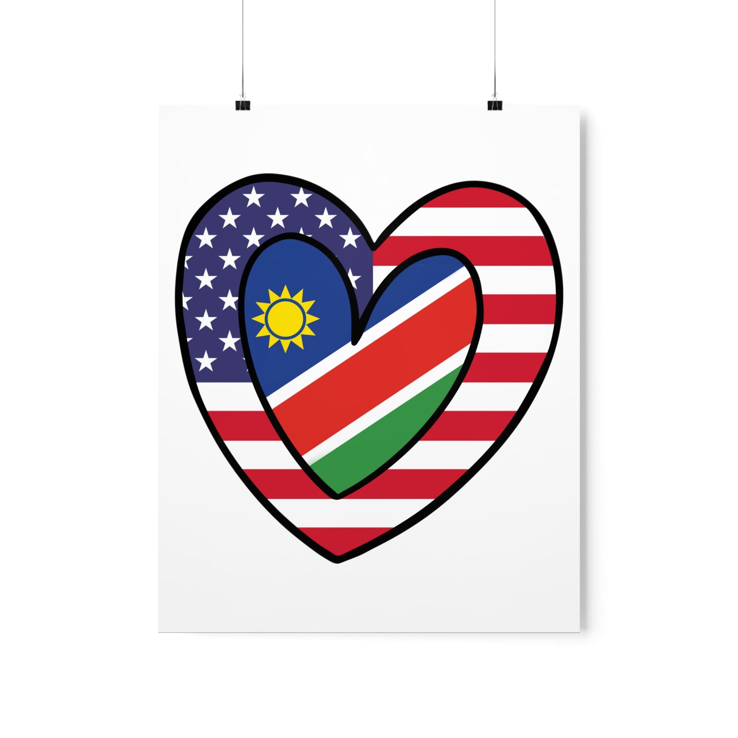 Namibian American Flag Half Nambia USA Premium Matte Poster