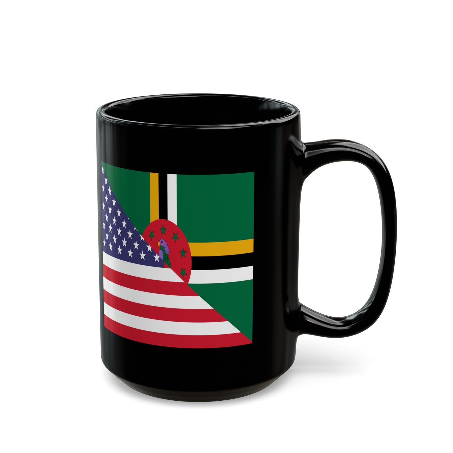 Dominican American Flag Dominica USA Half Black Mug (11oz, 15oz)