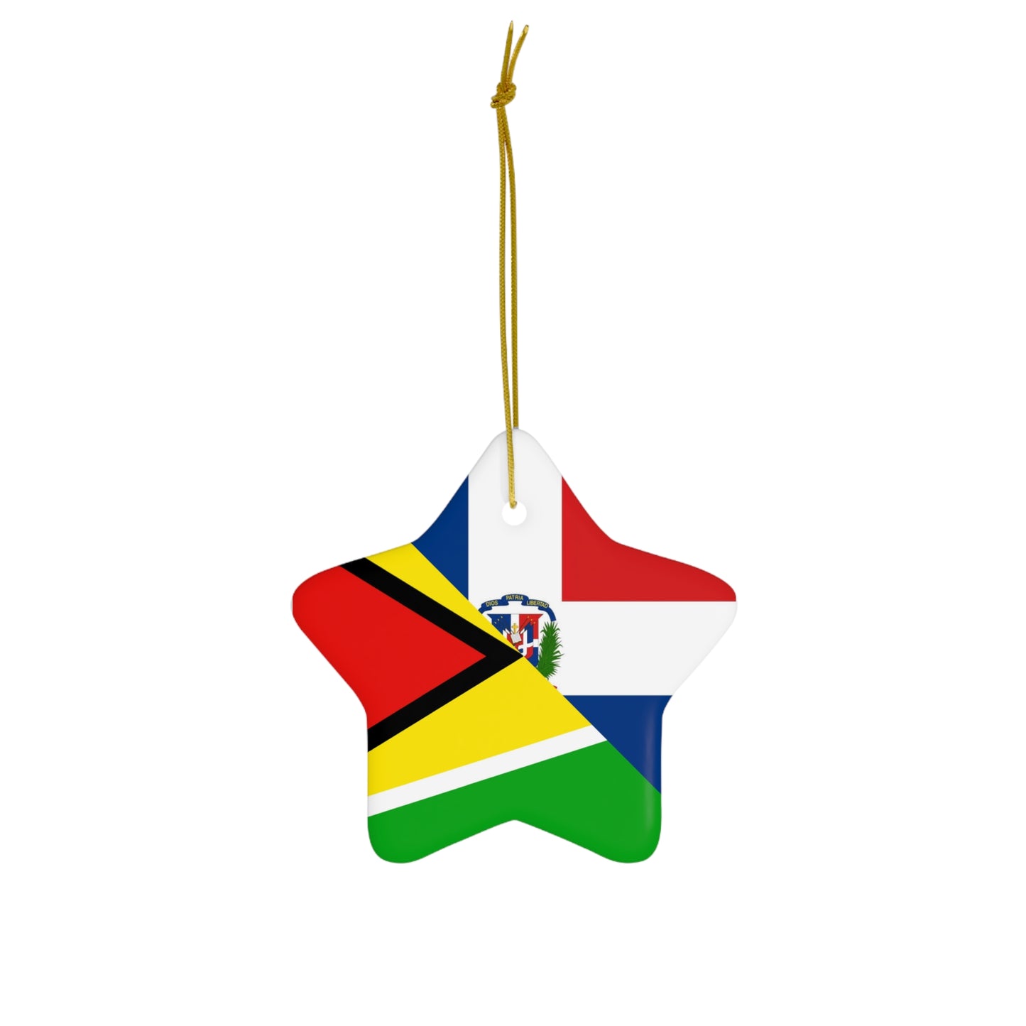 Guyanese Dominican Flag Guyana DR Ceramic Ornament | Christmas Tree Ornaments