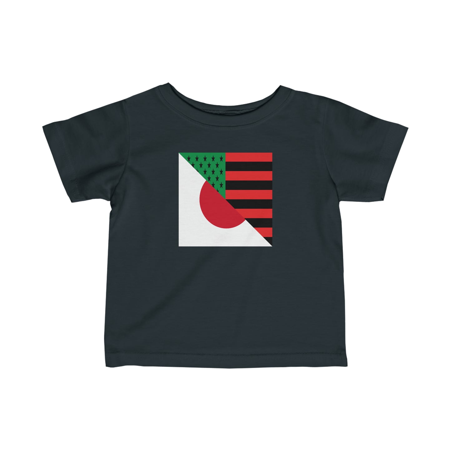 Infant Blasian Flag Toddler Tee Shirt | Black American Japanese T-shirt