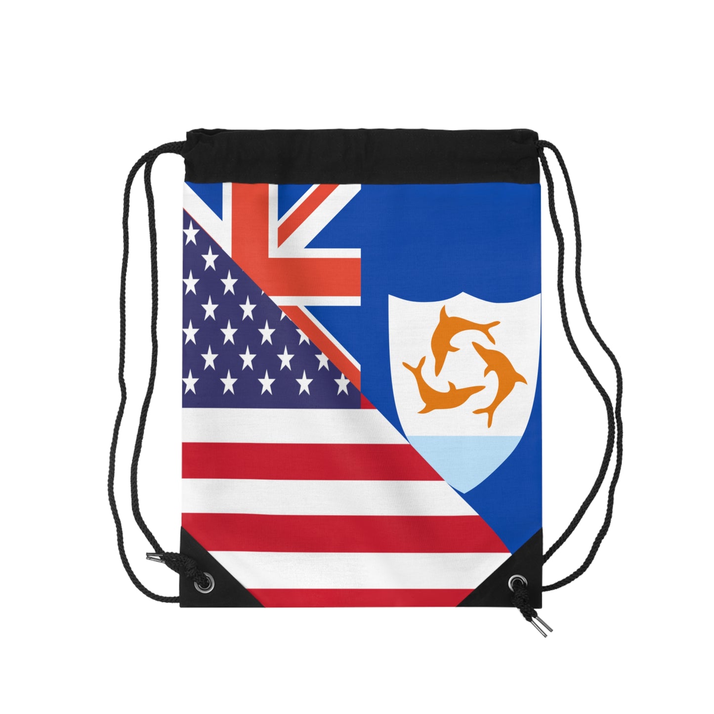 Anguillan American Flag Anguilla USA Drawstring Bag