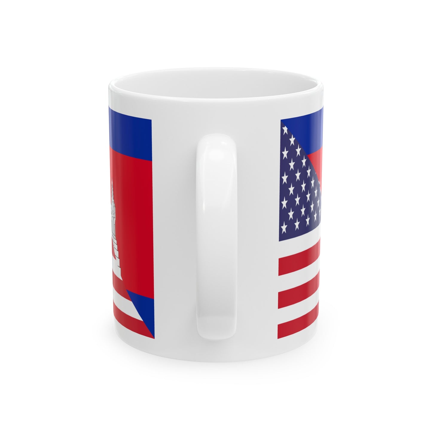 Cambodian American Flag Half Cambodia USA Ceramic Mug 11oz, 15oz Cup