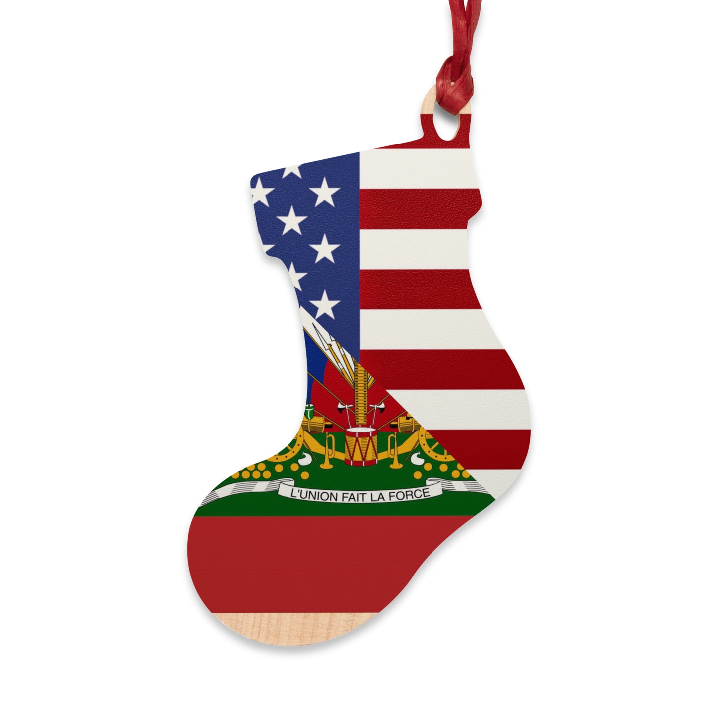 Haiti America Flag | Half Haitian American Flag Ayiti Wooden Ornament