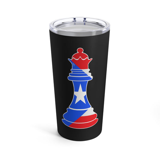 Puerto Rican Queen Flag Chess Piece Boricua Tumbler 20oz Beverage Container