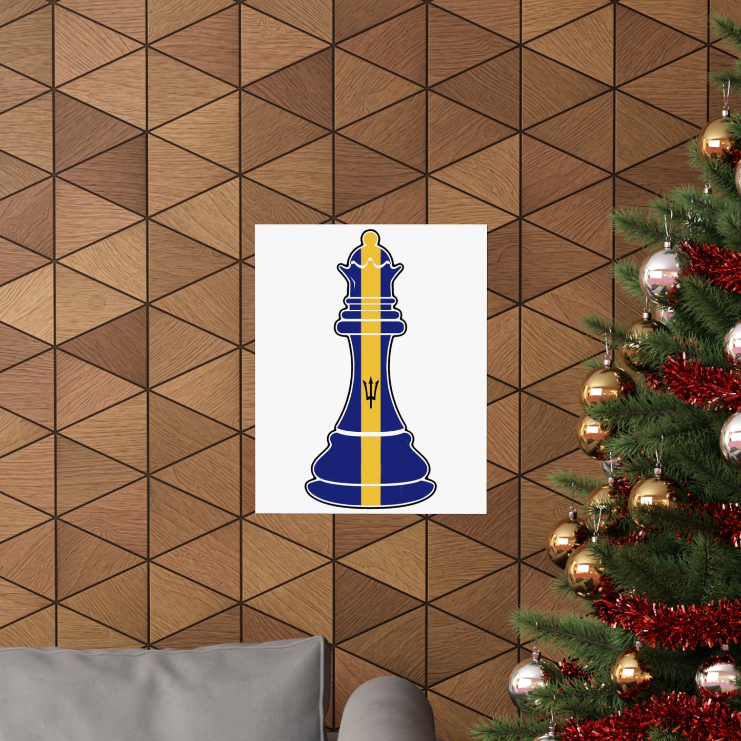 Bajan Queen Flag Chess Piece Barbados Premium Matte Poster