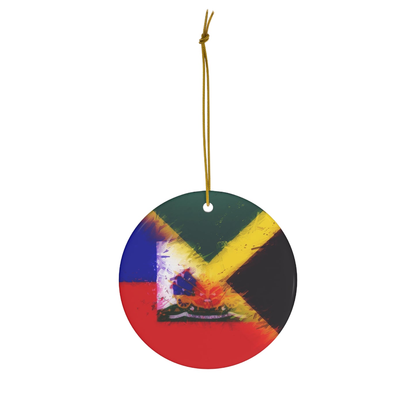 Haitian Jamaican Painted Flag | Haiti Jamaica Ceramic Ornament | Christmas Tree Ornaments