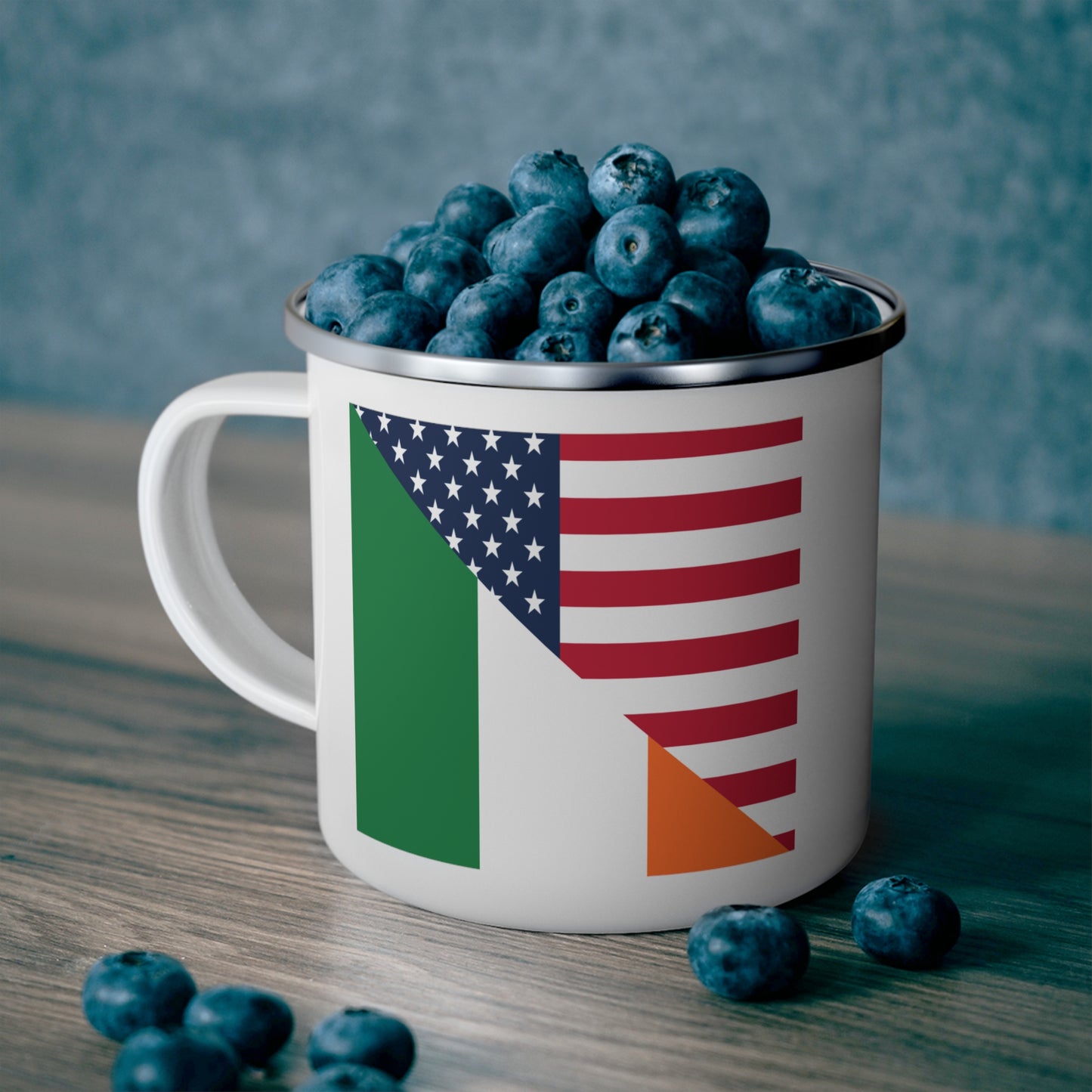 Irish American Flag Half Ireland USA 12oz Enamel Mug