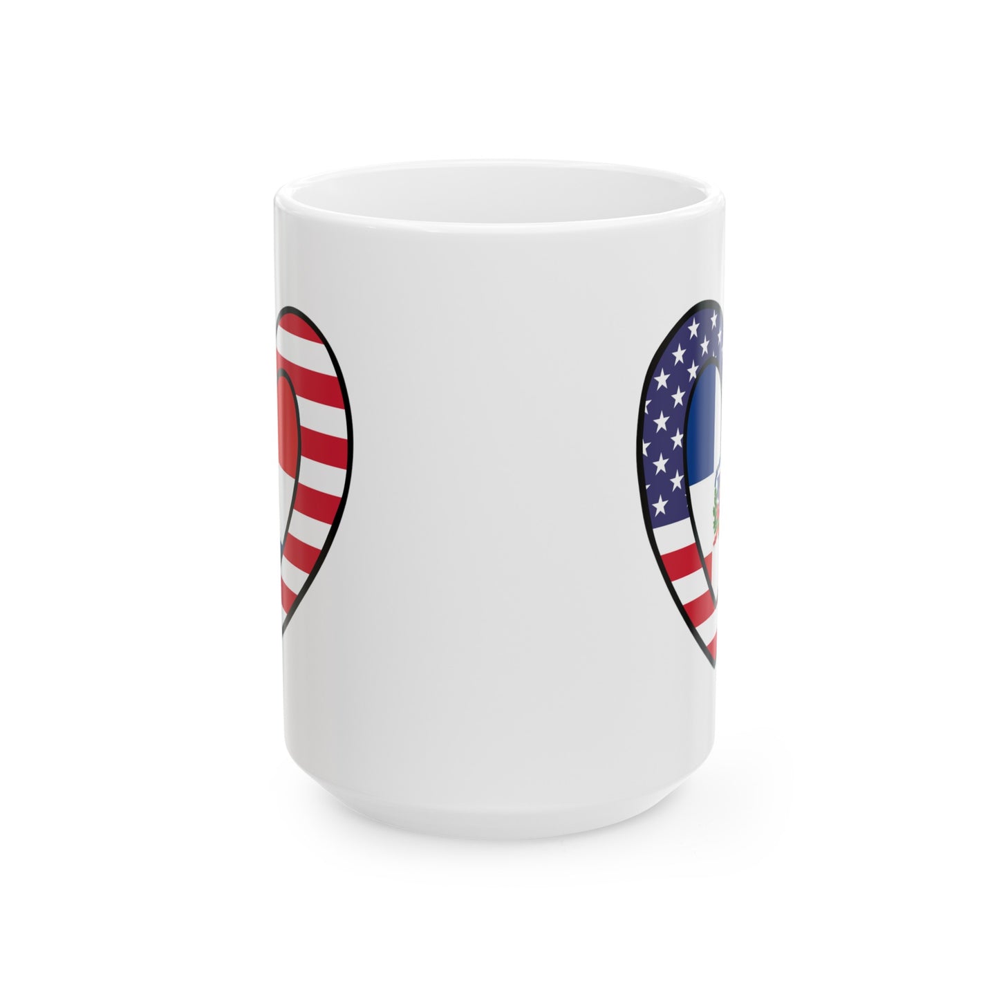 Dominican Republic American Heart Valentines Day Gift Half Dominicano USA Flag Ceramic Mug 11oz, 15oz Cup