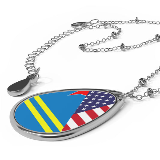 Aruba American Flag Aruban USA Oval Necklace One Size