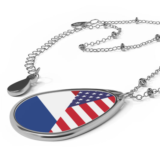 Netherlands American Flag USA Oval Necklace One Size