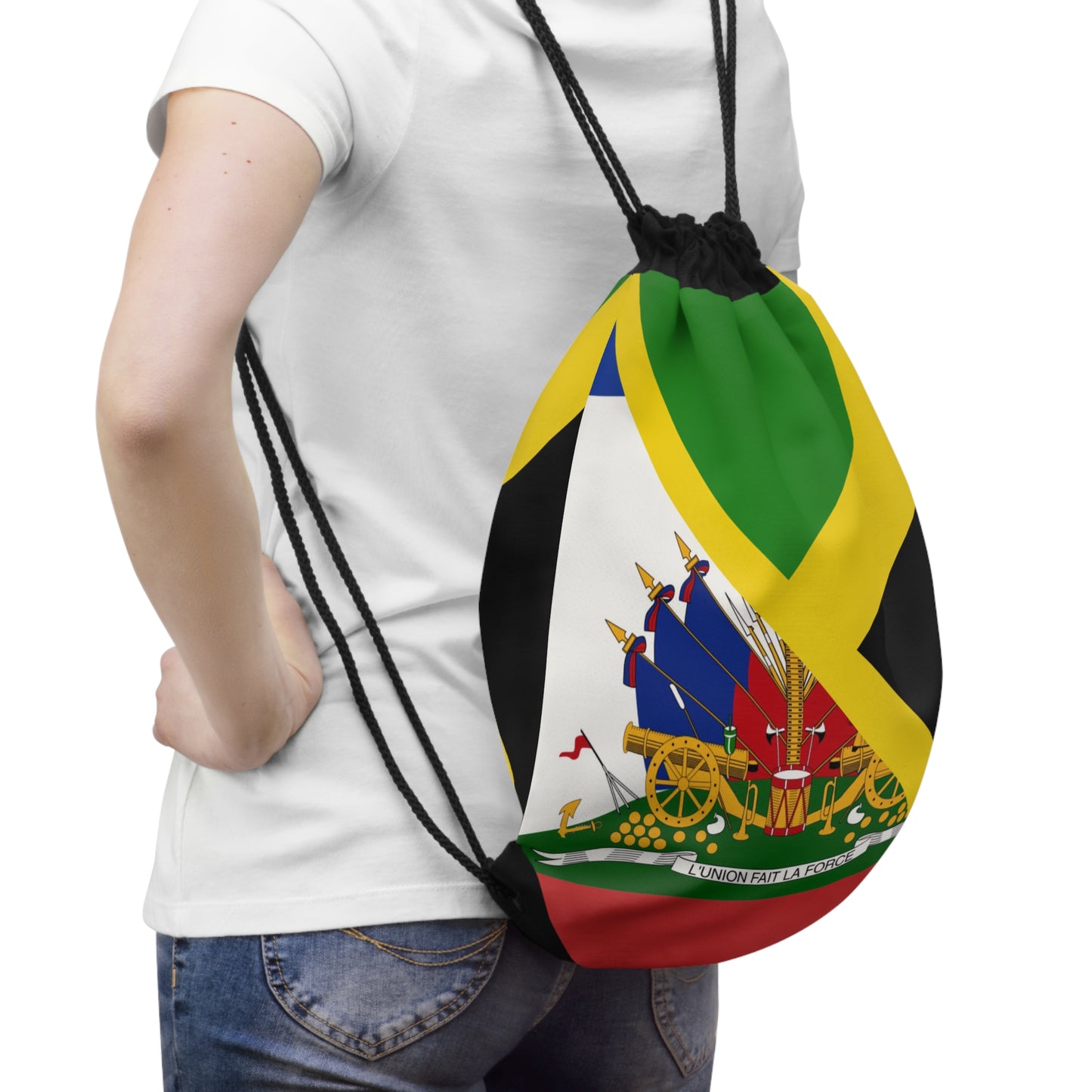 Haiti Jamaica Flag Haitian Jamaican Drawstring Bag