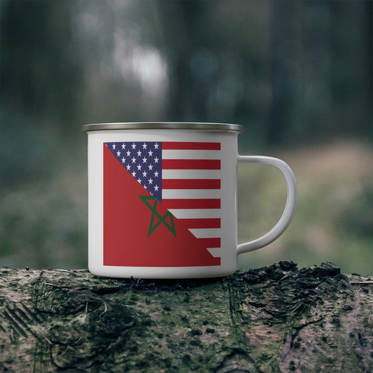 Moroccan American Flag Morocco USA 12oz Enamel Mug