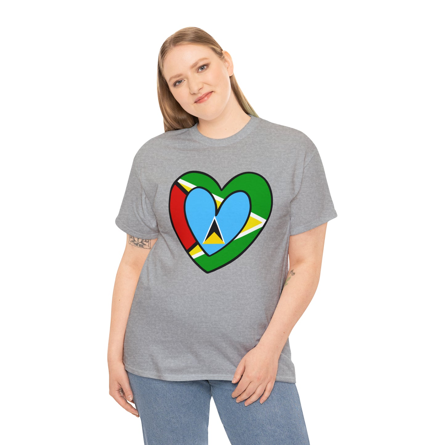 St Lucian Guyanese Heart Flag Guyana T-Shirt | Unisex Tee Shirt