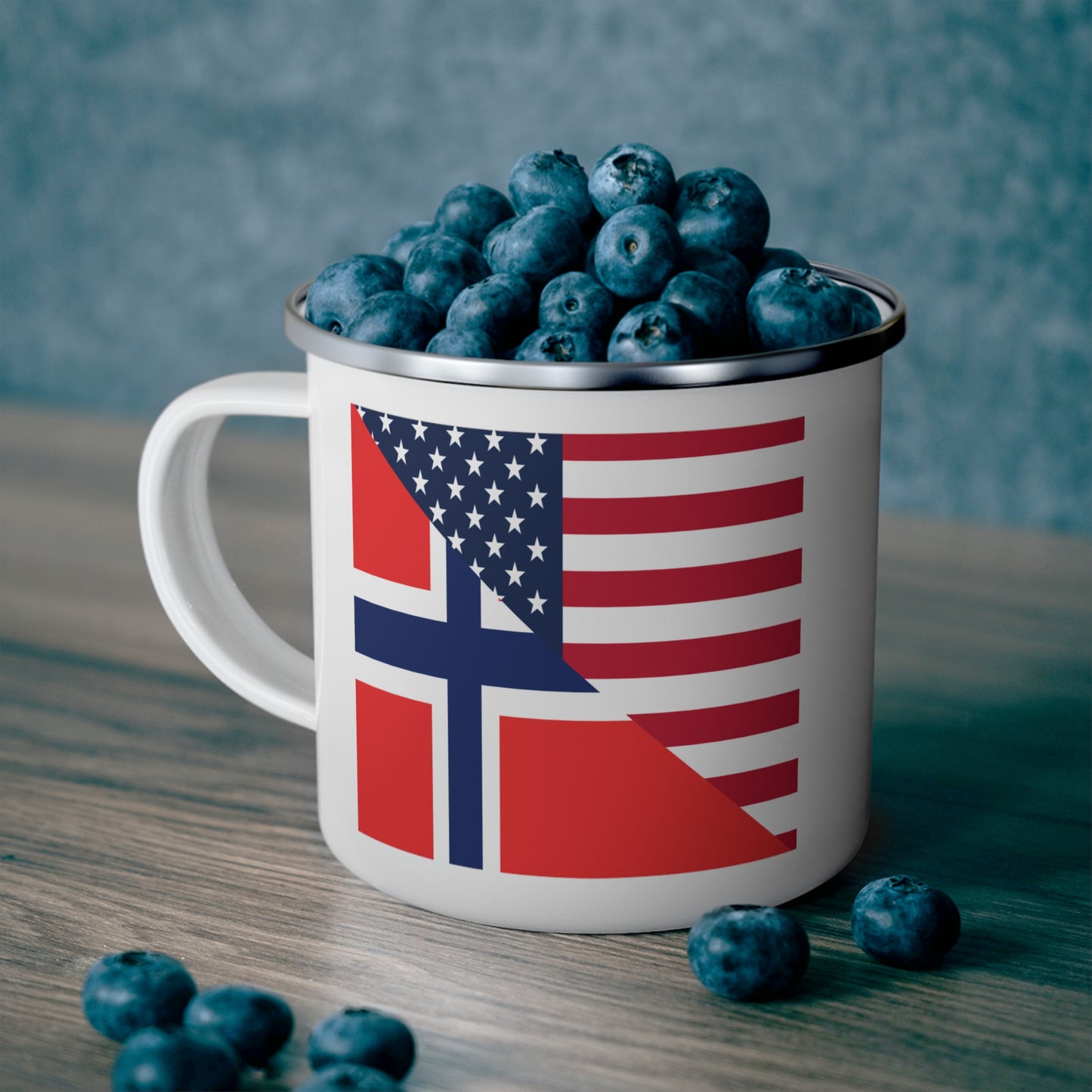 Norwegian American Flag Norway USA 12oz Enamel Mug