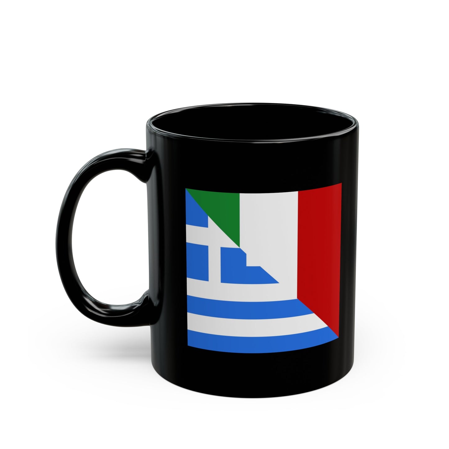 Greek Italian Flag Half Greece Italy Black Mug (11oz, 15oz)