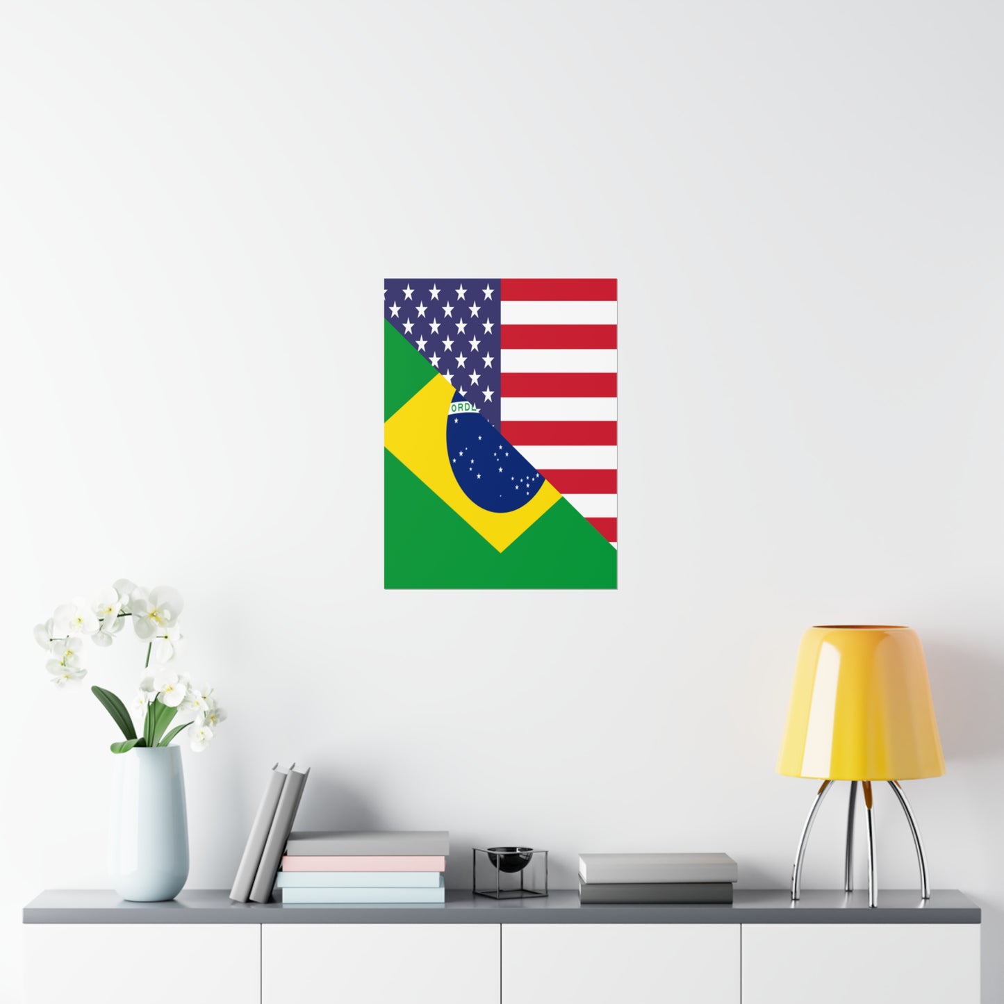 Brazilian American Flag Half Brazil USA Brasil Premium Matte Poster