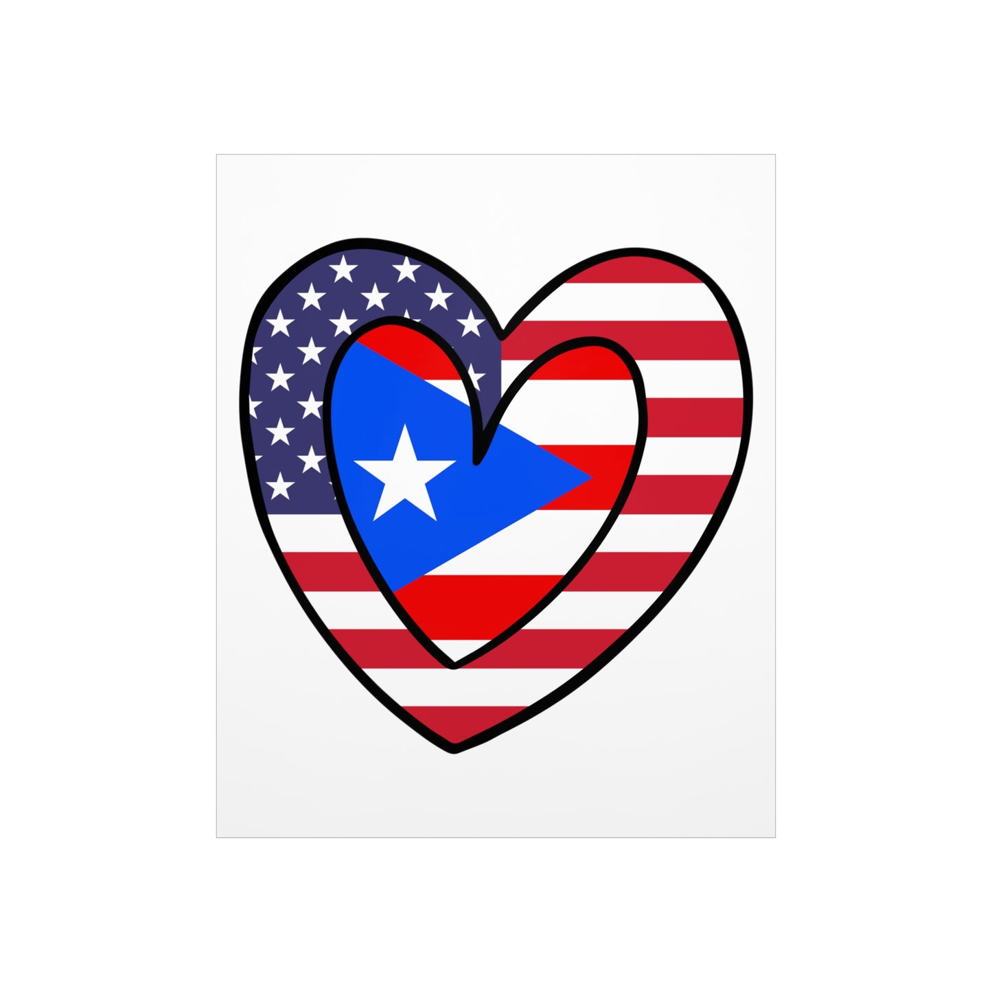 Puerto Rican American Heart Valentines Day Gift Half Boricua PR USA Flag Premium Matte Poster