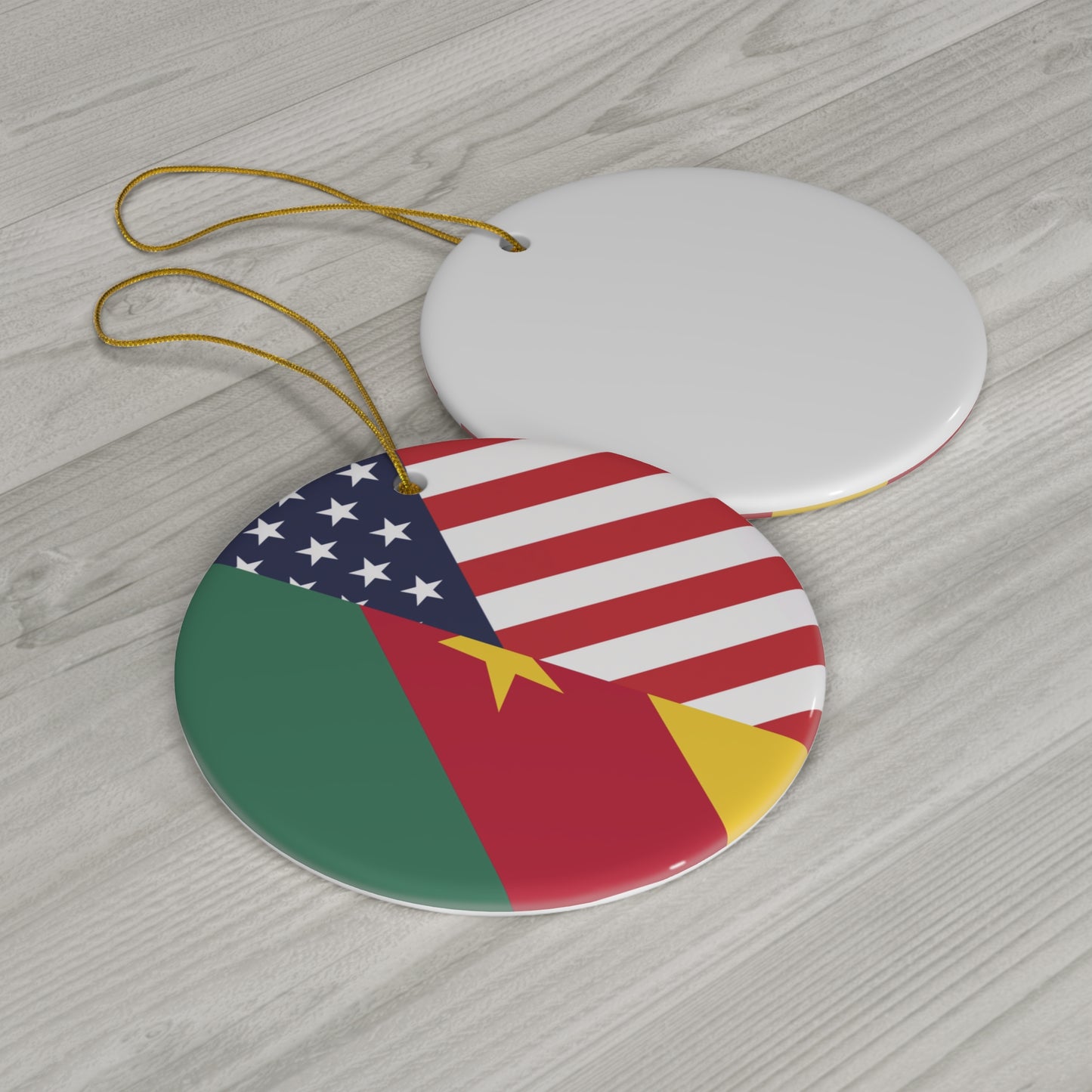 Cameroon American Flag Cameroonian USA Ceramic Ornament | Christmas Tree Ornaments