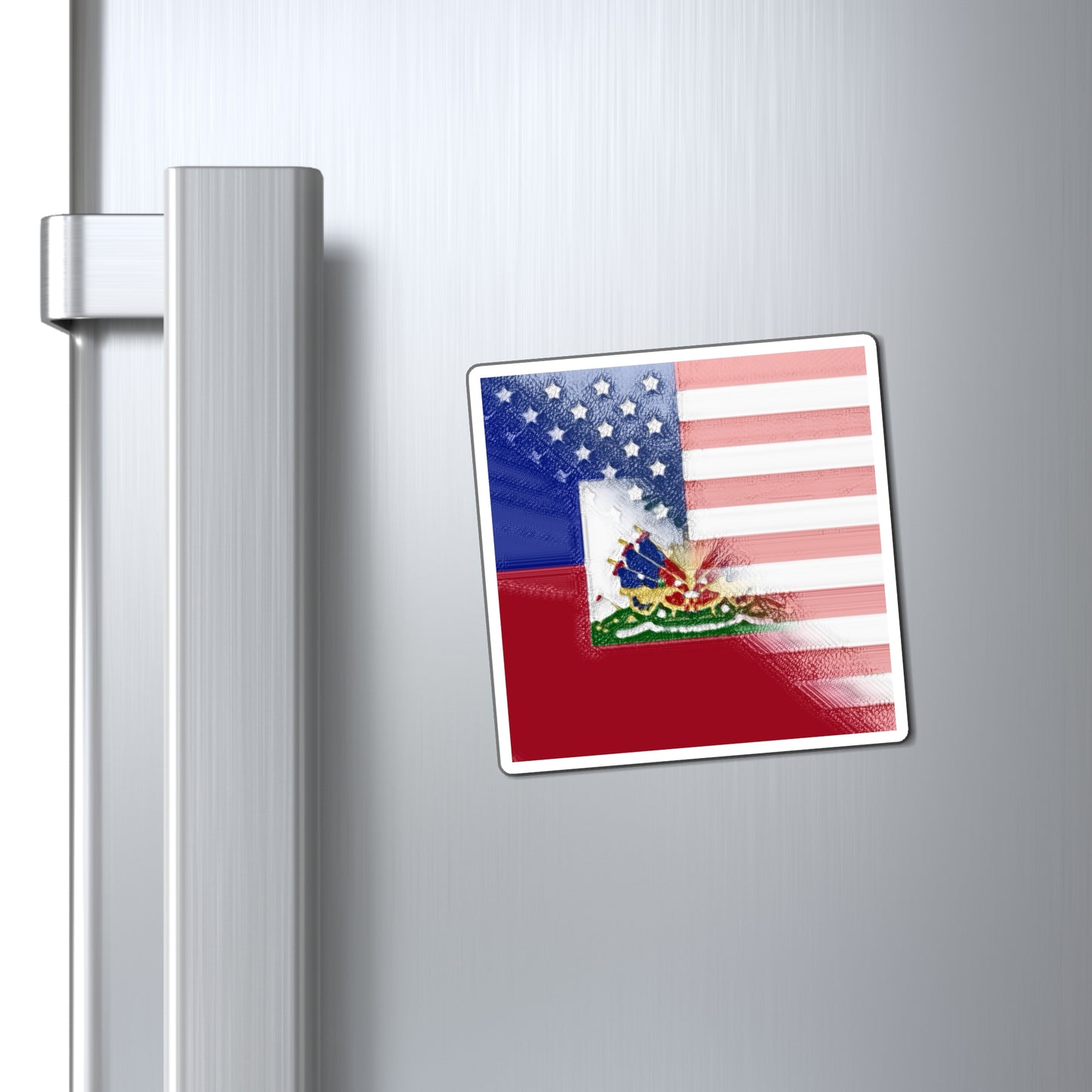 Haiti America Flag Painted | Half Haitian American Flag Magnet