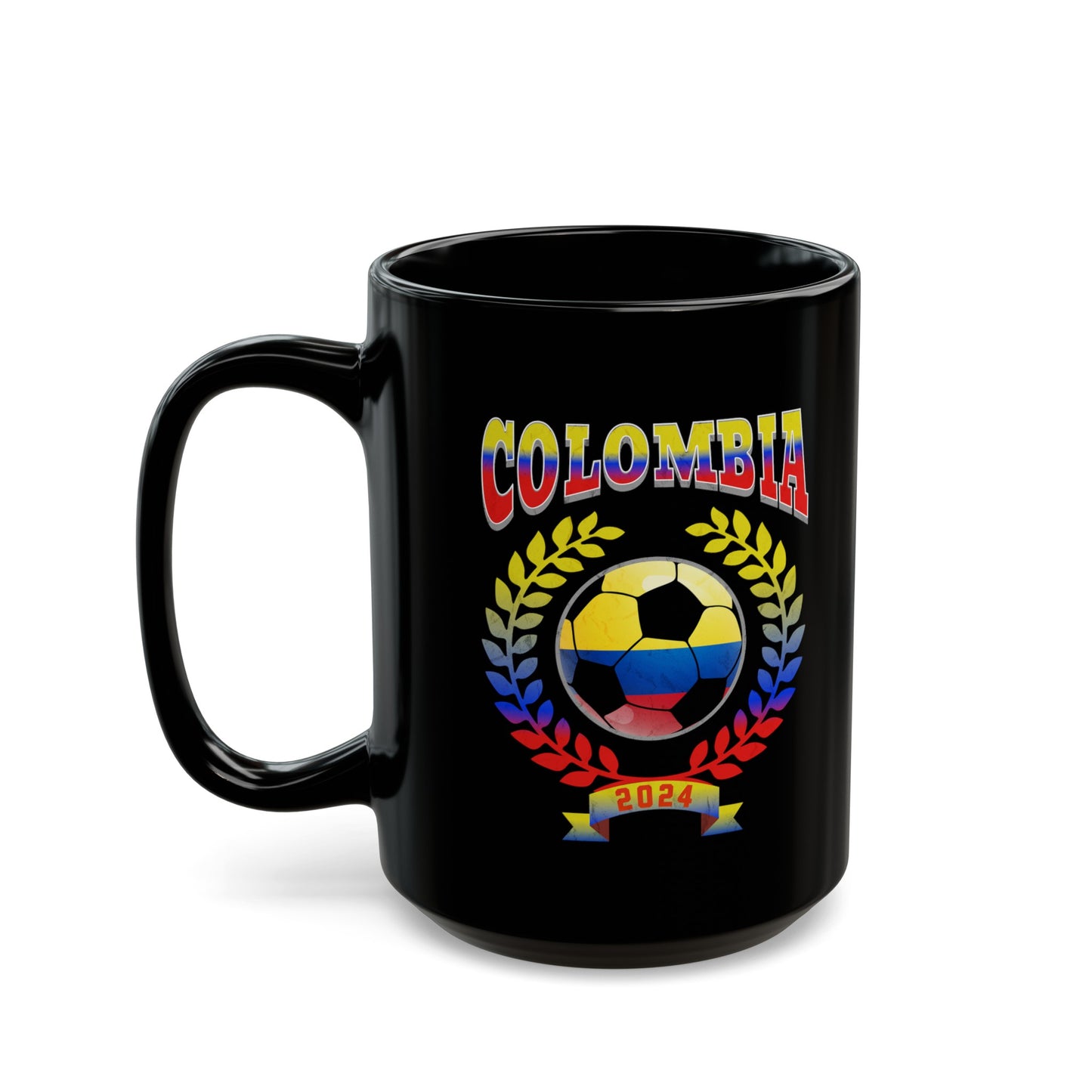 Colombia 2024 Soccer Football Championship Games Colombian Team Black Mug (11oz, 15oz)