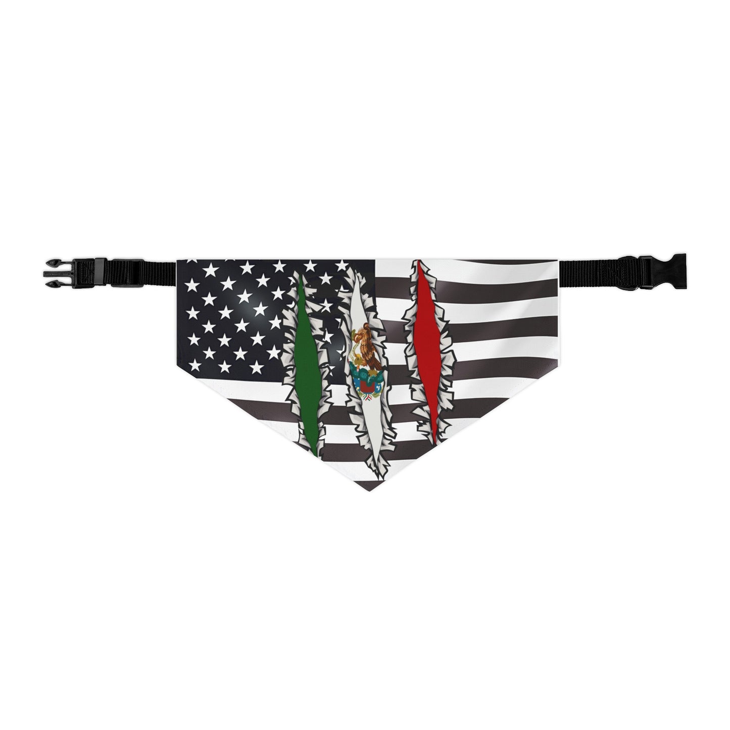 Mexican American Slashed Flag Pet Bandana Collar | USA US Mexico Dog Cat