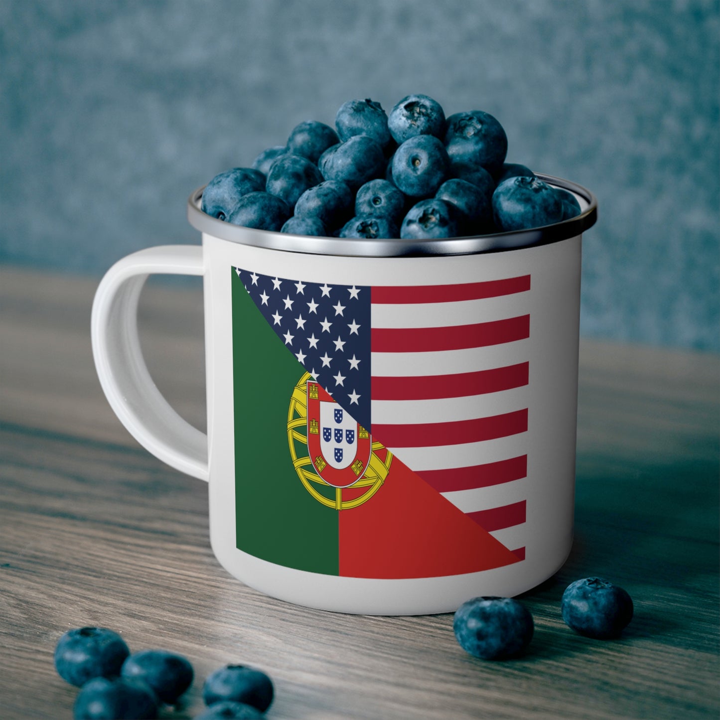 Portugal American Flag Half Portuguese USA 12oz Enamel Mug