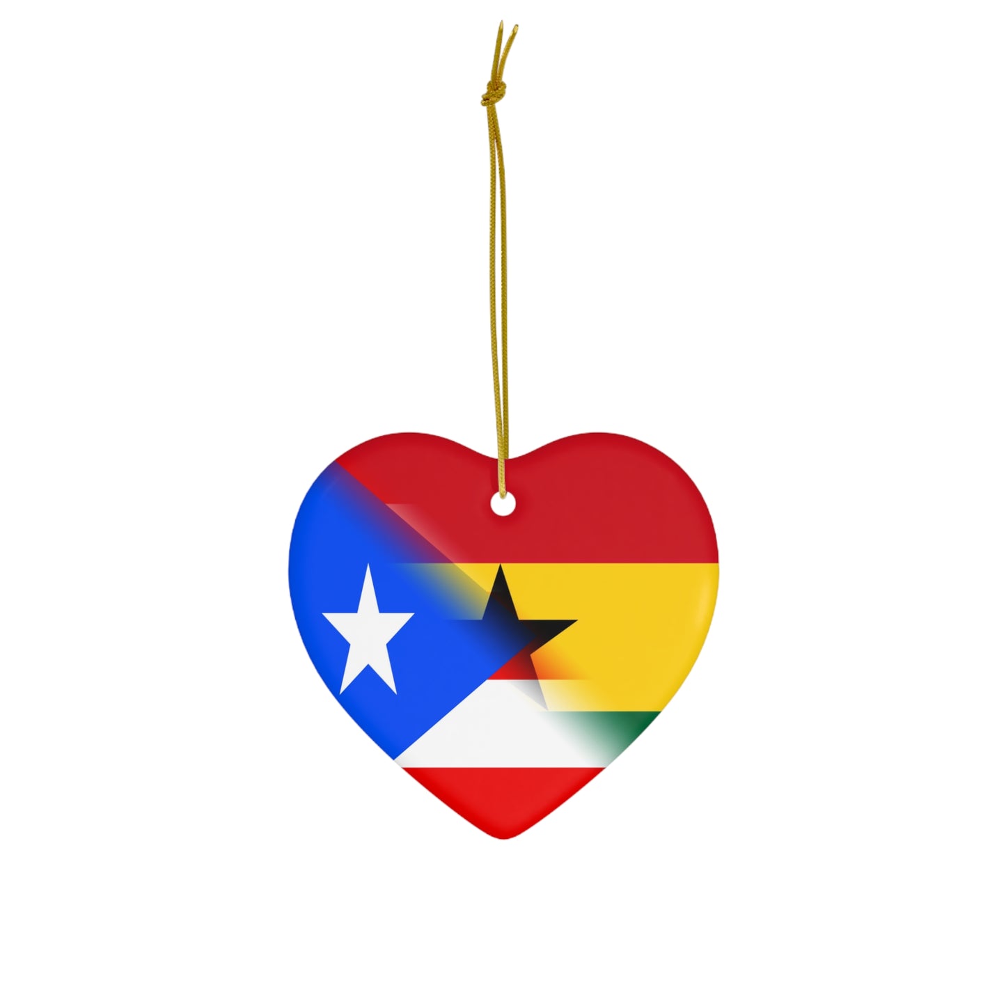 Puerto Rican Ghanaian Flag PR Ghana Ceramic Ornament | Christmas Tree Ornaments