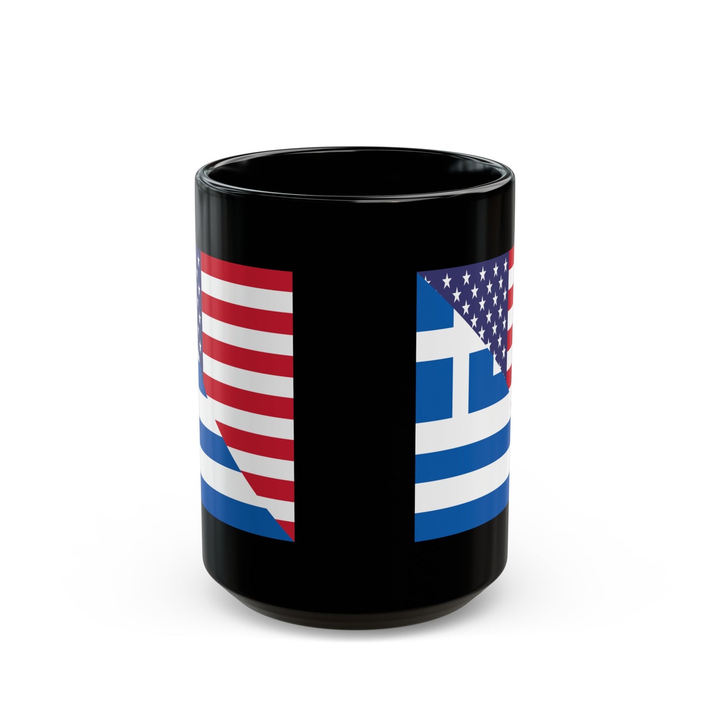 Greek American Flag Half Greece USA Black Mug (11oz, 15oz)