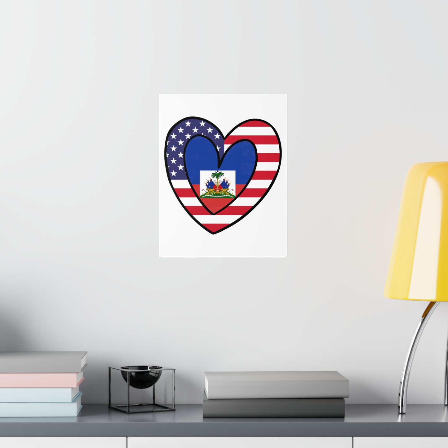 American Haitian Flag Inner Heart USA Haiti Premium Matte Poster