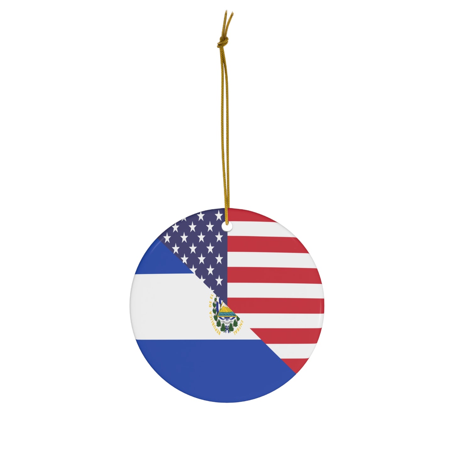 El Salvador American Flag USA Ceramic Ornament | Christmas Tree Ornaments