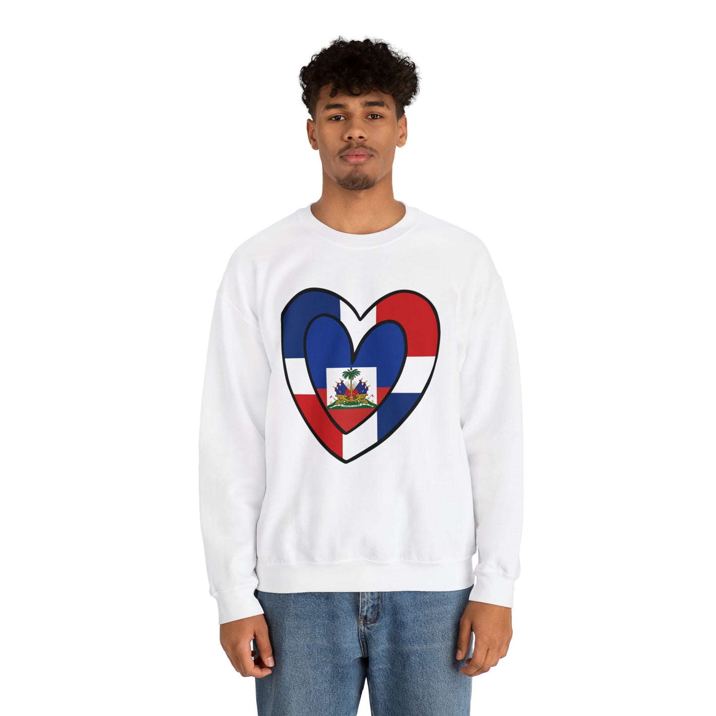 Dominican Haitian Flag Inner Heart DR Republic Haiti  Unisex Sweatshirt