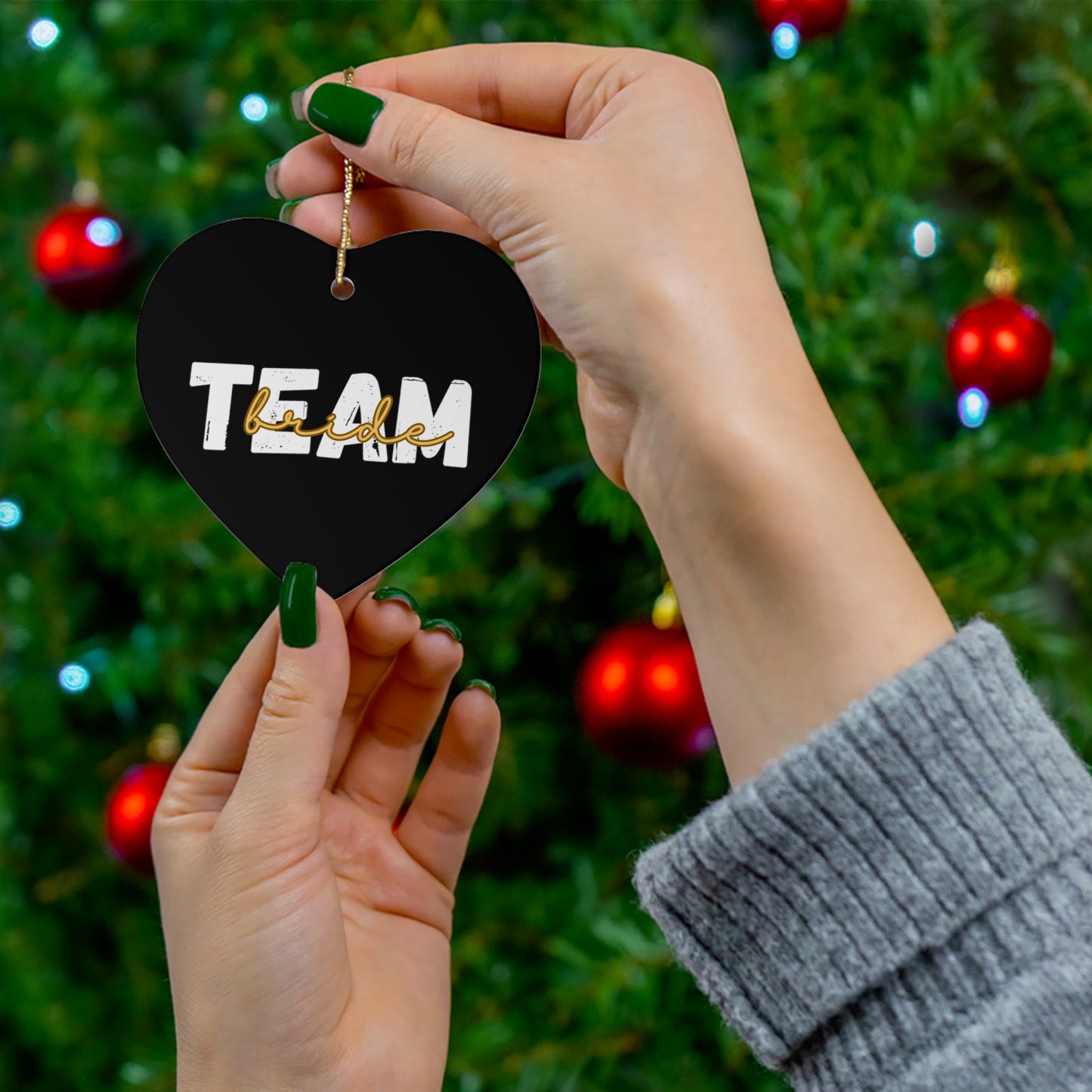 Team Bride Squad Bridal Shower Wedding Gift Ceramic Ornament | Christmas Tree Ornaments