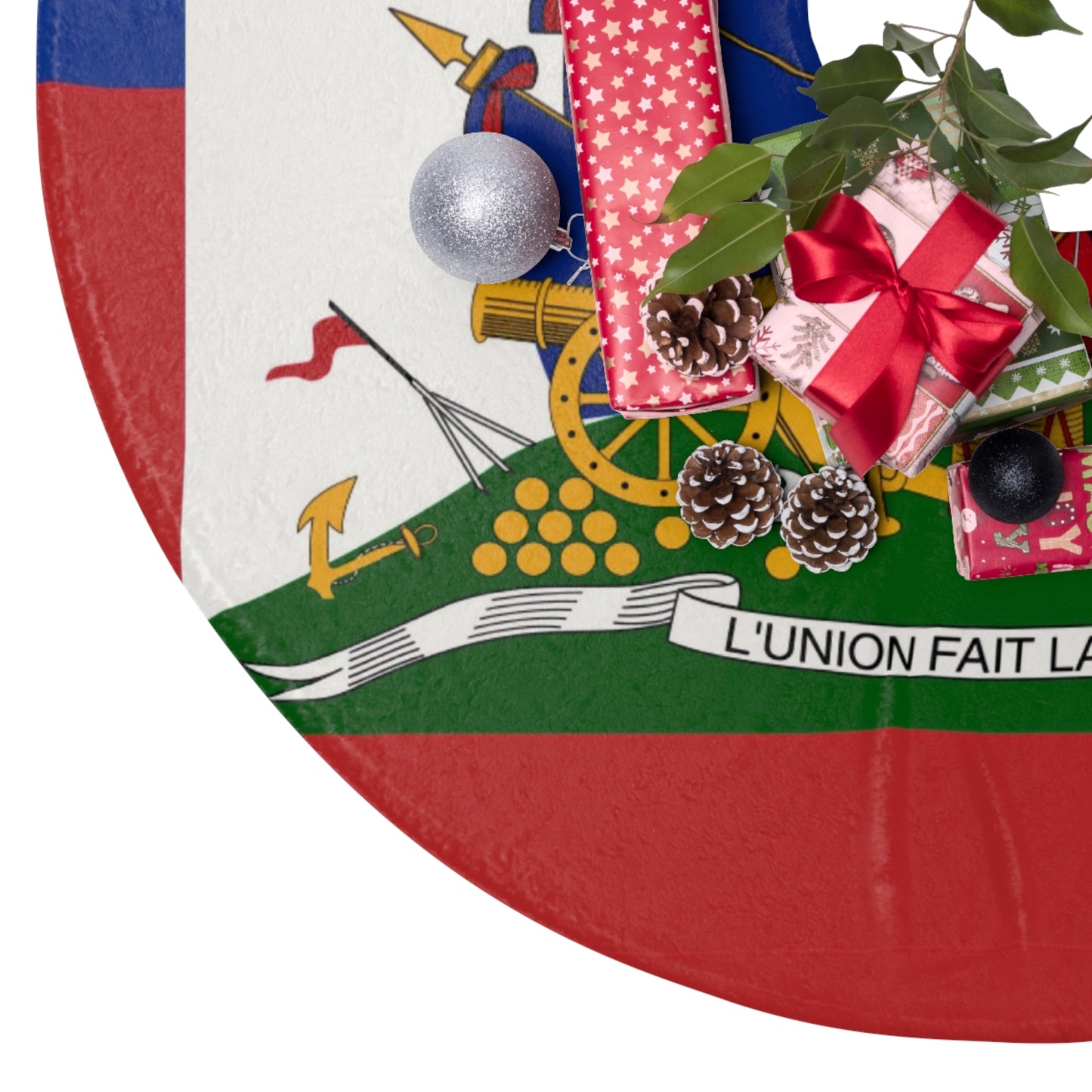 Haitian Jamaican Flag | Half Jamaica Haiti Christmas Tree Skirt