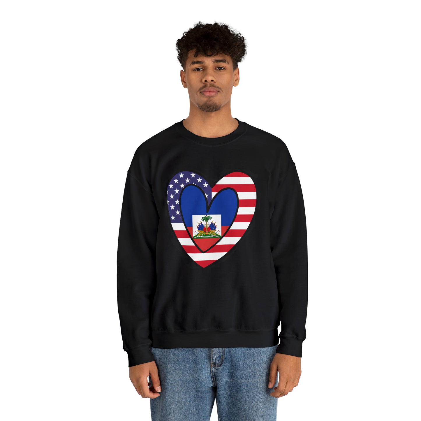 American Haitian Flag Inner Heart USA Haiti Unisex Sweatshirt