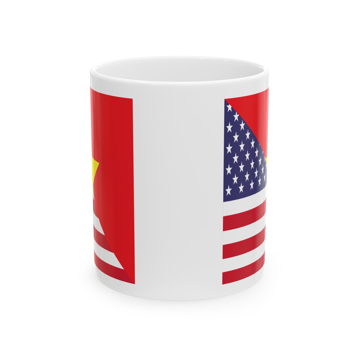 Vietnamese American Flag Half Vietnam USA Ceramic Mug 11oz, 15oz Cup