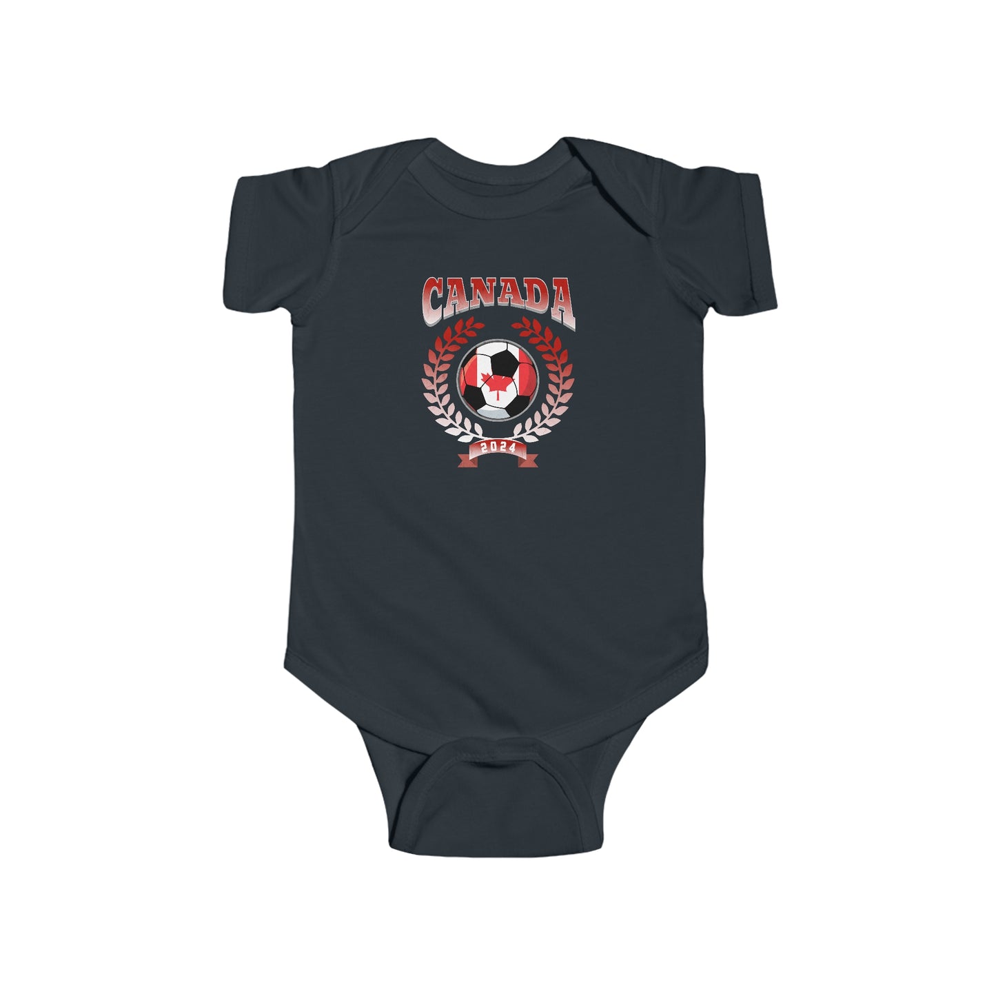 Canada 2024 Soccer Football Championship Games Canadian Team Baby Bodysuit | Newborn Boy Girl