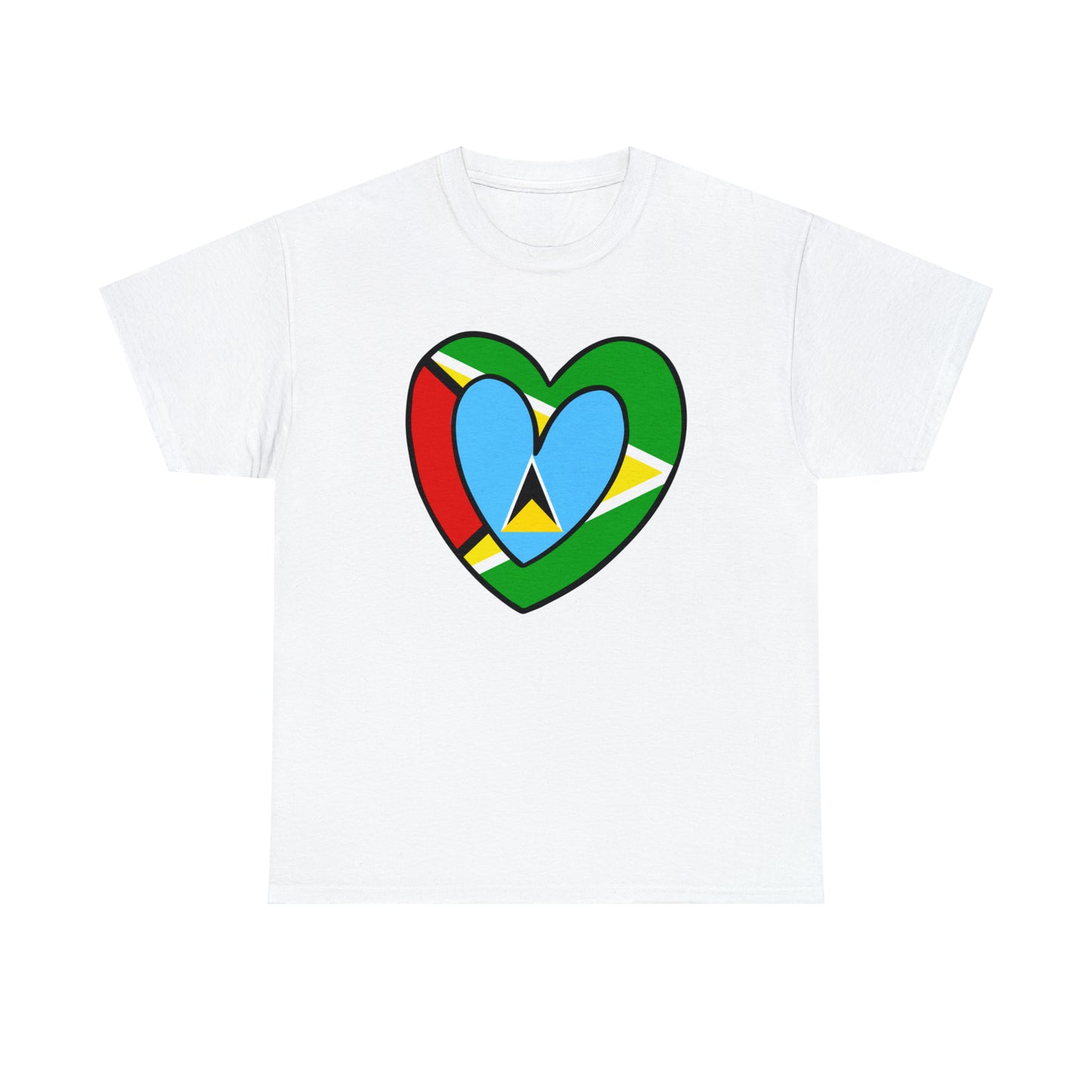 St Lucian Guyanese Heart Flag Guyana T-Shirt | Unisex Tee Shirt