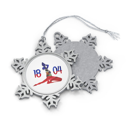 Haitian Flag 1804 Neg Mawon | Haitian Independence New Marron Pewter Snowflake Ornament