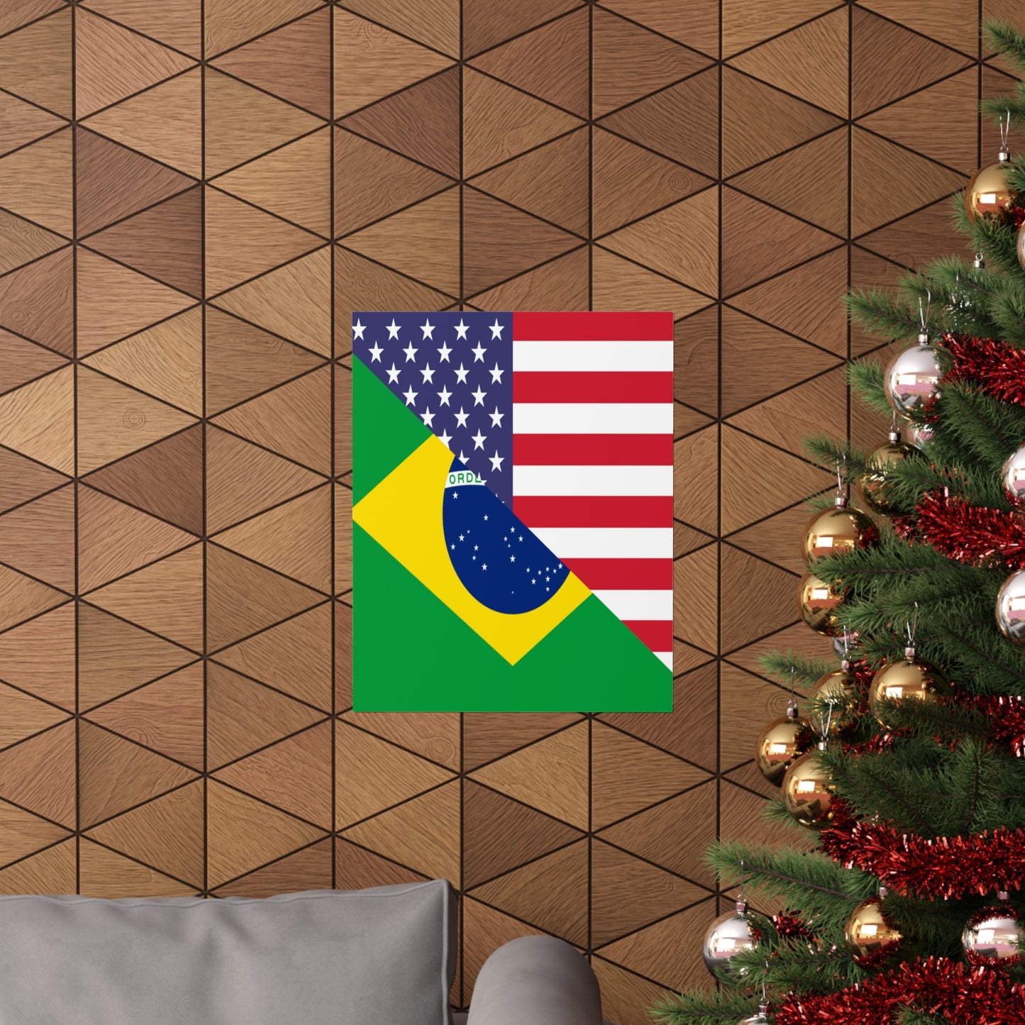 Brazilian American Flag Half Brazil USA Brasil Premium Matte Poster