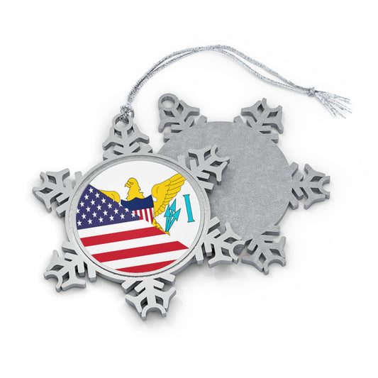 Virgin Islands American Flag Virgin Islander Pewter Snowflake Ornament