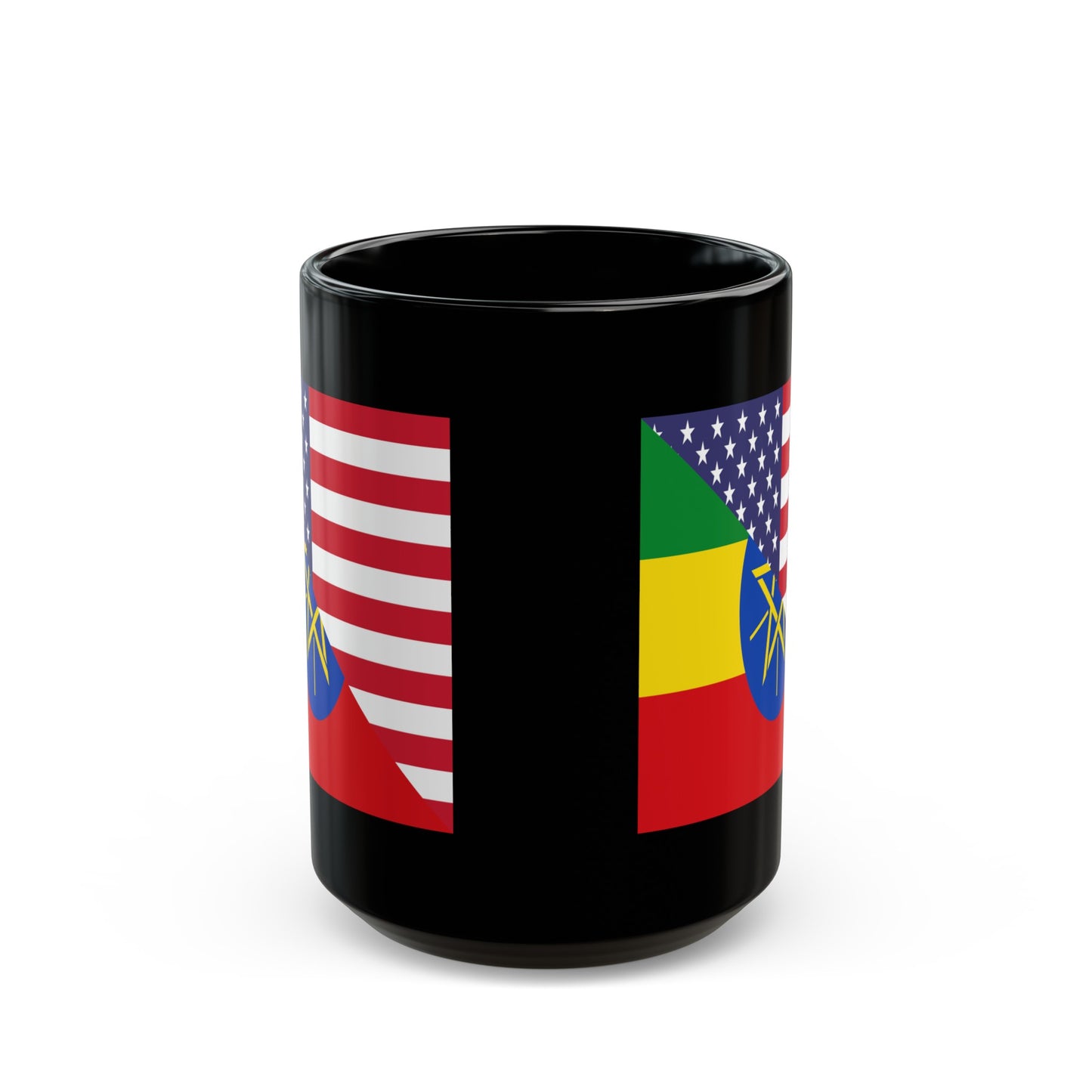 Ethiopian American Flag Ethiopia USA Black Mug (11oz, 15oz)