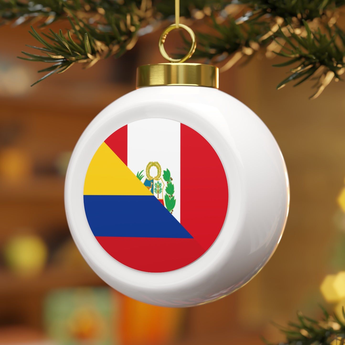 Peru Colombia Flag Peruvian Colombian Christmas Tree Ball Ornament