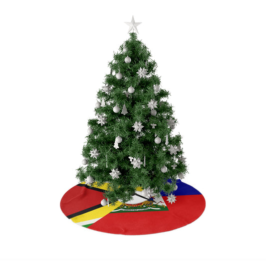 Guyanese Haitian Flag | Half Guyana Haiti Flag Christmas Tree Skirt