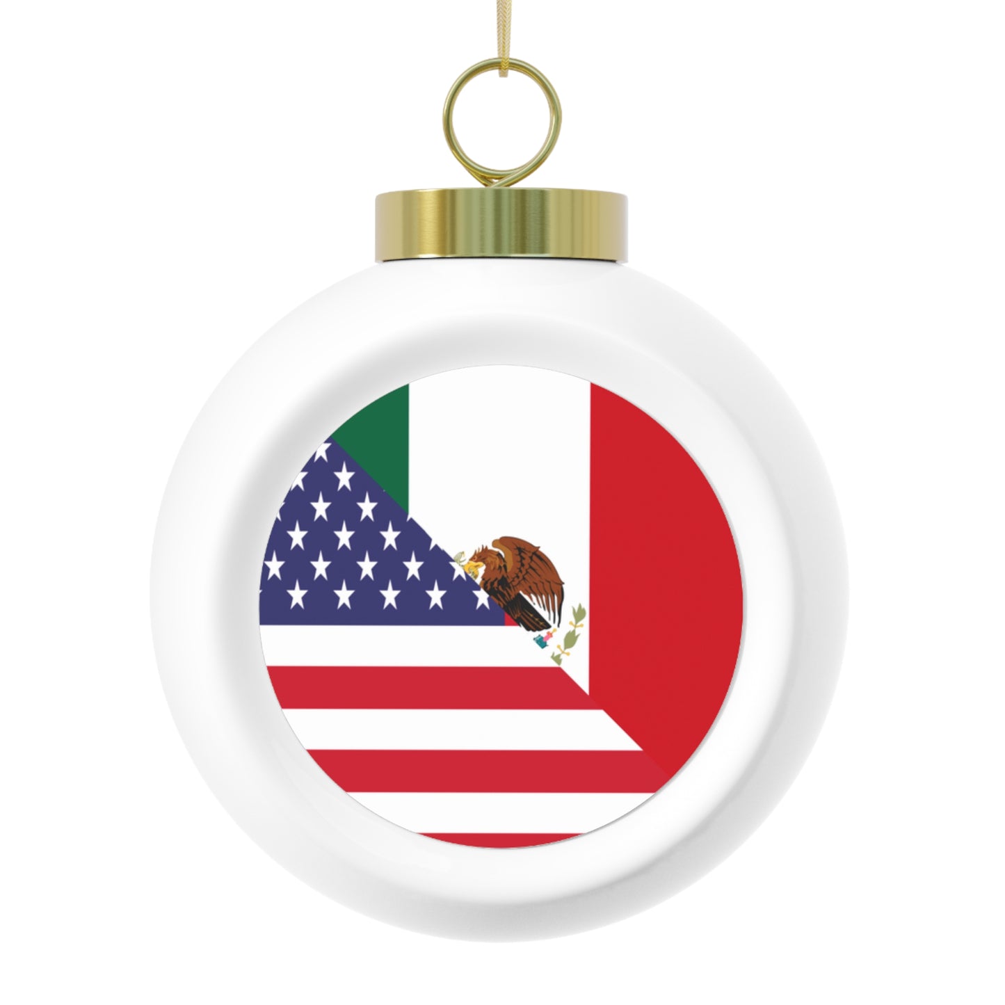 Mexico America Flag | Half US Mexican Christmas Tree Ball Ornament