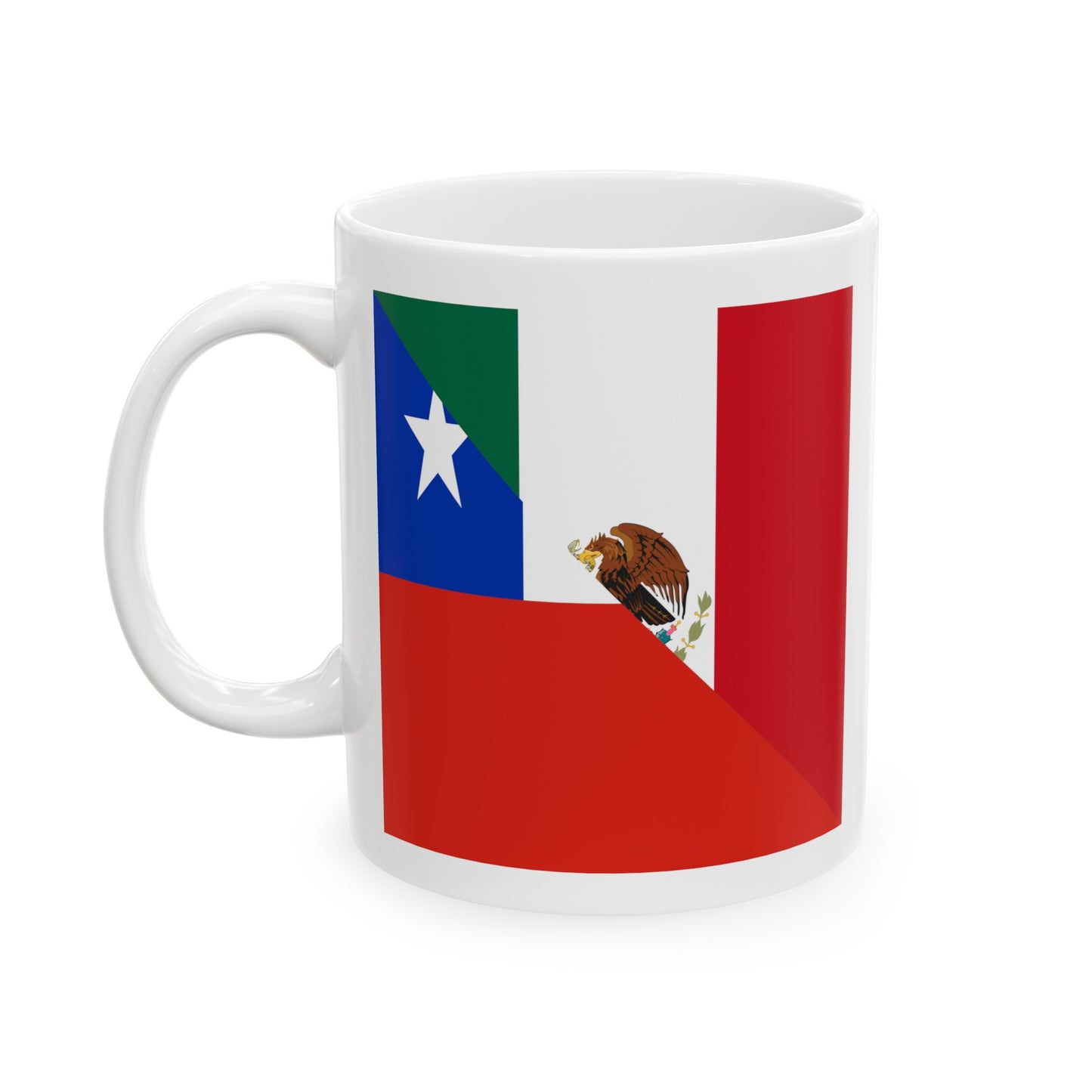 Mexican Texan Flag Half Mexico Texas Ceramic Mug 11oz, 15oz Cup