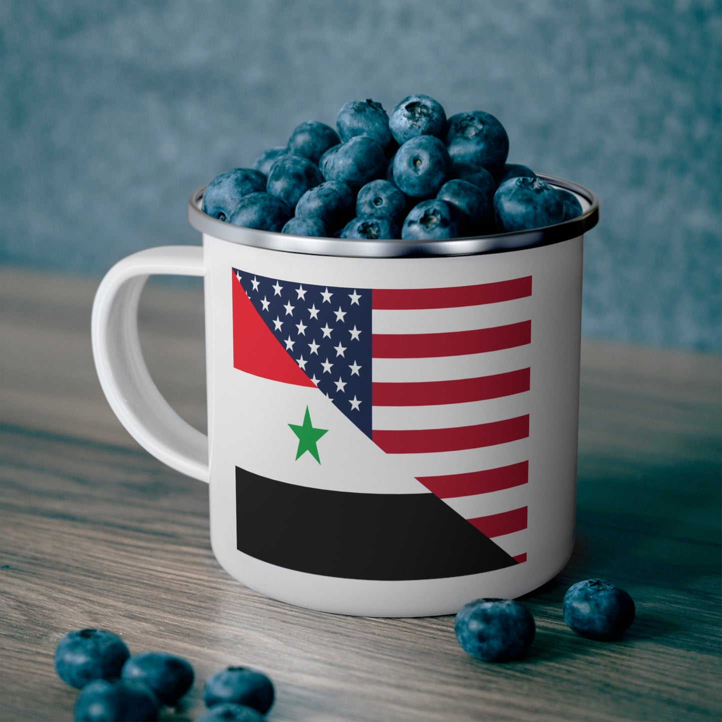 Syrian American Flag Half Syria USA 12oz Enamel Mug